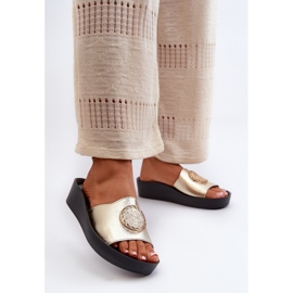 Zazoo 2920 ženske kožne japanke sa zlatnim detaljima zlatne boje zlatna 2