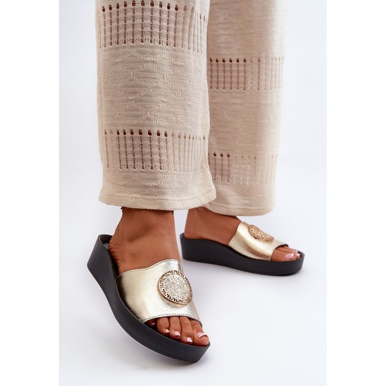 Zazoo 2920 ženske kožne japanke sa zlatnim detaljima zlatne boje zlatna 2