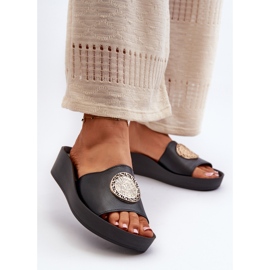 Zazoo 2920 ženske kožne japanke sa zlatnim detaljima crne crna 2