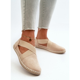 Ženske bež espadrile od eko brušene kože s elastičnim naramenicama Phaedrana 2