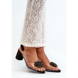 Ženske sandale na visoku petu s prozirnim gornjištem, crna Aleola crno 2