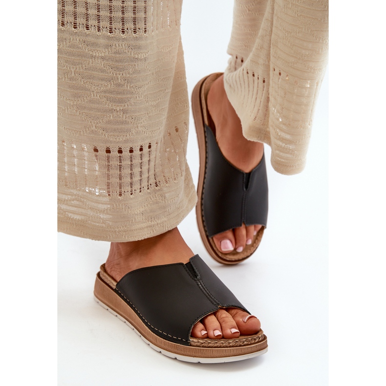 Udobne ženske japanke od eko kože Inblu GS0003I1 crne crno 1