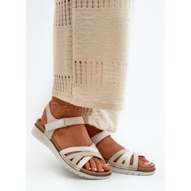 Udobne i lagane ženske sandale s čičkom Inblu CN000041 bež i srebrna 2