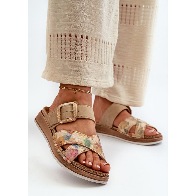 Udobne ženske japanke s cvjetnom kopčom Inblu GS000051 Smeđe smeđa 2