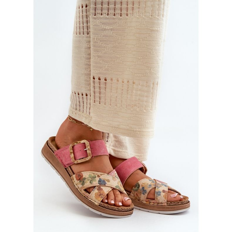 Udobne ženske japanke s cvjetnom kopčom Inblu GS000051 Pink ružičasta 1