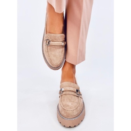 Prozračne kaki antilop mokasine s visokim potplatom bež 1