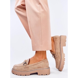 Prozračne kaki antilop mokasine s visokim potplatom bež 2