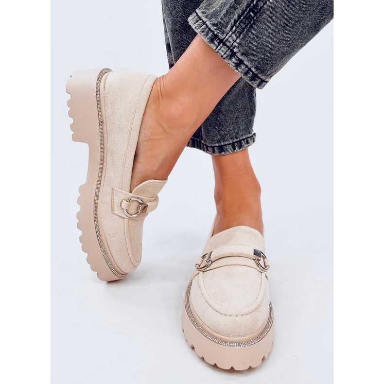 Sheady Beige mokasine s visokim potplatom od brušene kože bež 1