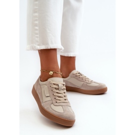 Ženske kožne tenisice sive i bež Vinceza 7333 2