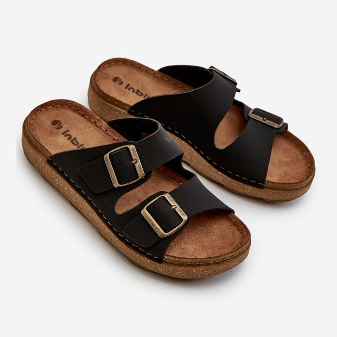 Lagane udobne muške japanke s kopčama Inblu MT000016 crne crna 1