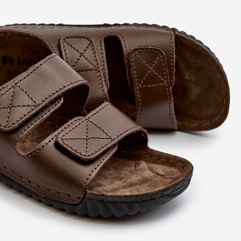 Udobne muške japanke s čičak trakama Inblu FM00001U tamno smeđe smeđa 2