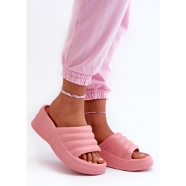 Lagane ženske japanke od pjene na wedge i platformu, roza Tendrea ružičasta 1
