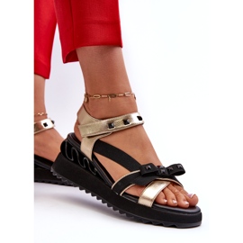 S.Barski Ženske sandale s mašnom D&amp;A CR956 zlatne zlatna 3