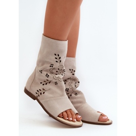 Zazoo 3437 Ženske sandale od brušene kože s patentnim zatvaračem na gornjem dijelu svijetlo bež boje 1