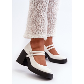 Halmine bijele lakirane salonke s debelim potpeticama bijela 2