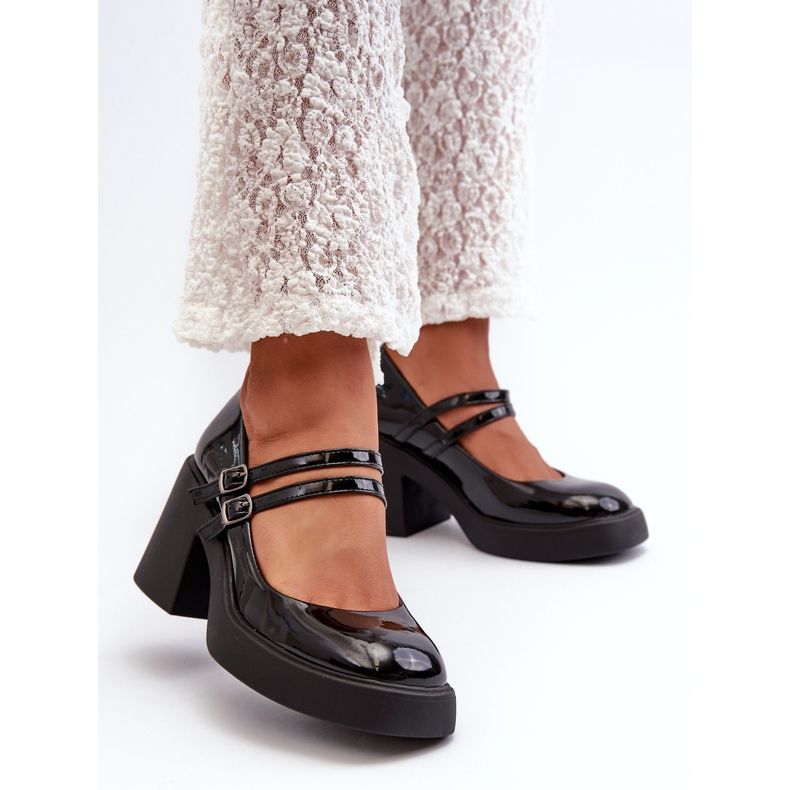 Halmine crne lakirane salonke s debelim petama crna 2