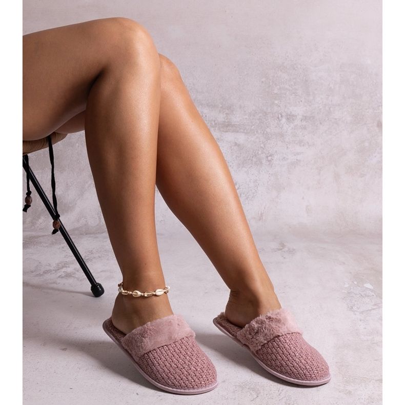 Ružičaste papuče ukrašene Sira koncem ružičasta 1