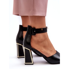 Elegantne ženske sandale na visoku petu crne Rosazare crno 3