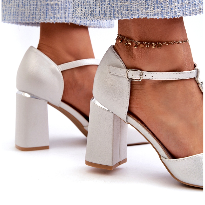 Vinceza Srebrne sandale na visoku petu s kubnim cirkonima srebro 2