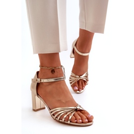 Evento Ženske zlatne Pyrrette sandale na visoku petu zlatna 2