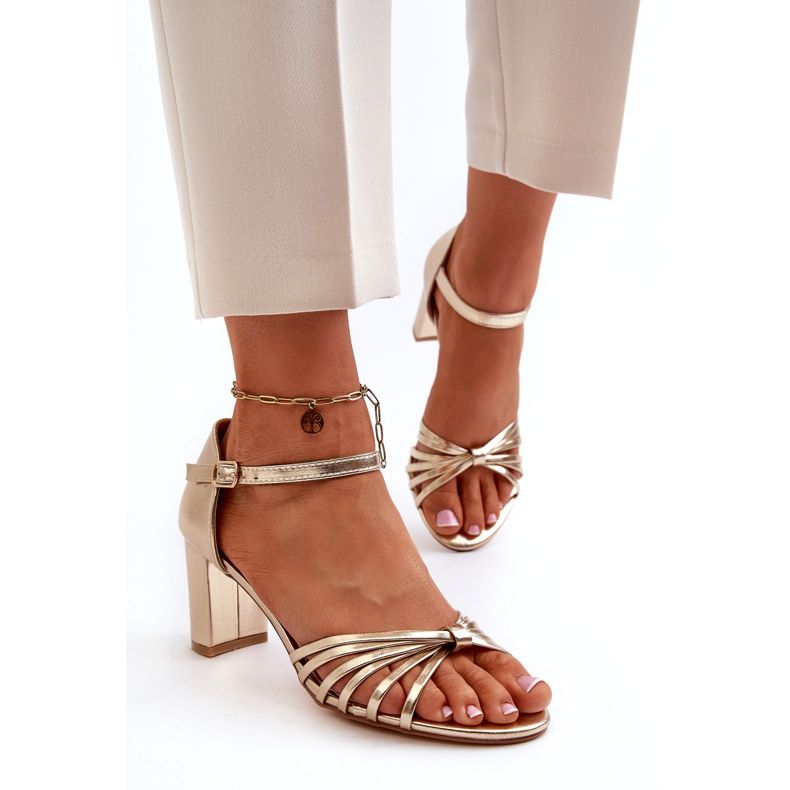 Evento Ženske zlatne Pyrrette sandale na visoku petu zlatna 2