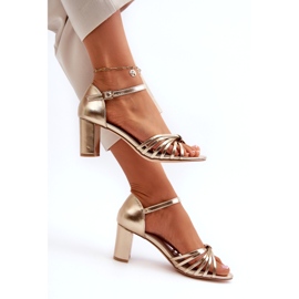 Evento Ženske zlatne Pyrrette sandale na visoku petu zlatna 1