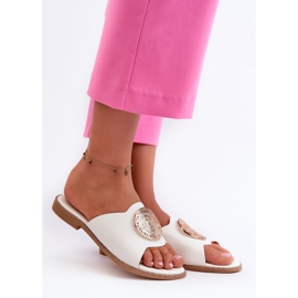 Ženske japanke na ravnu petu s ukrasom, bijela rivashea 1