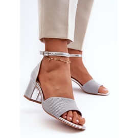 Ženske sandale na visoku petu srebrne desvije srebro 2