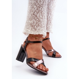 Eko kožne sandale na visoku petu crne Abilica crno 2