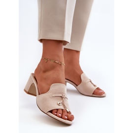 Bež Jemenna ženske japanke s eko antilop visokim petama 2