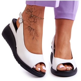 Ženske sandale na klinu Sergio Leone SK853 White bijela 4