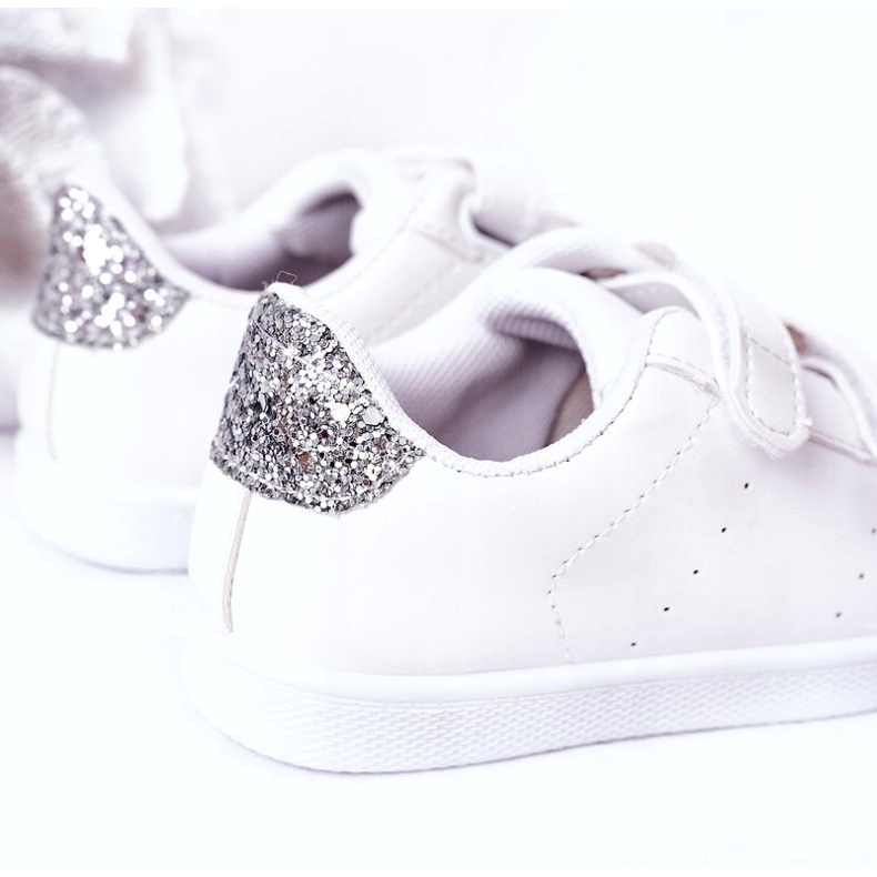 Dječje tenisice na čičak, bijele i srebrne bijela 1