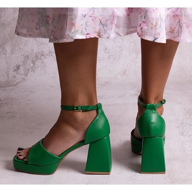 Vesna zelene sandale na visoku petu zelena 2