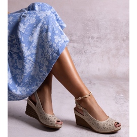 Bež Sakna sandale na klin 1