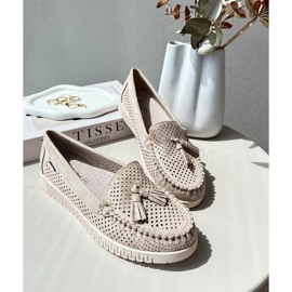 Ženske ažurne mokasine od eko brušene kože, zlatni tinami zlatna 1