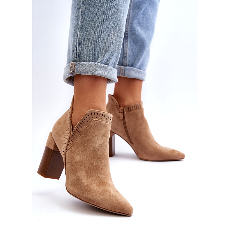 Bella Paris Bež gležnjače s otvorenim uzorkom 2