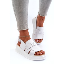 Evento Bijele Vivitellia ženske kožne sandale na platformu i tanku bijela 2