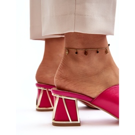 Kožne elegantne ženske potpetice laura messi 2771 fuksija ružičasta 4