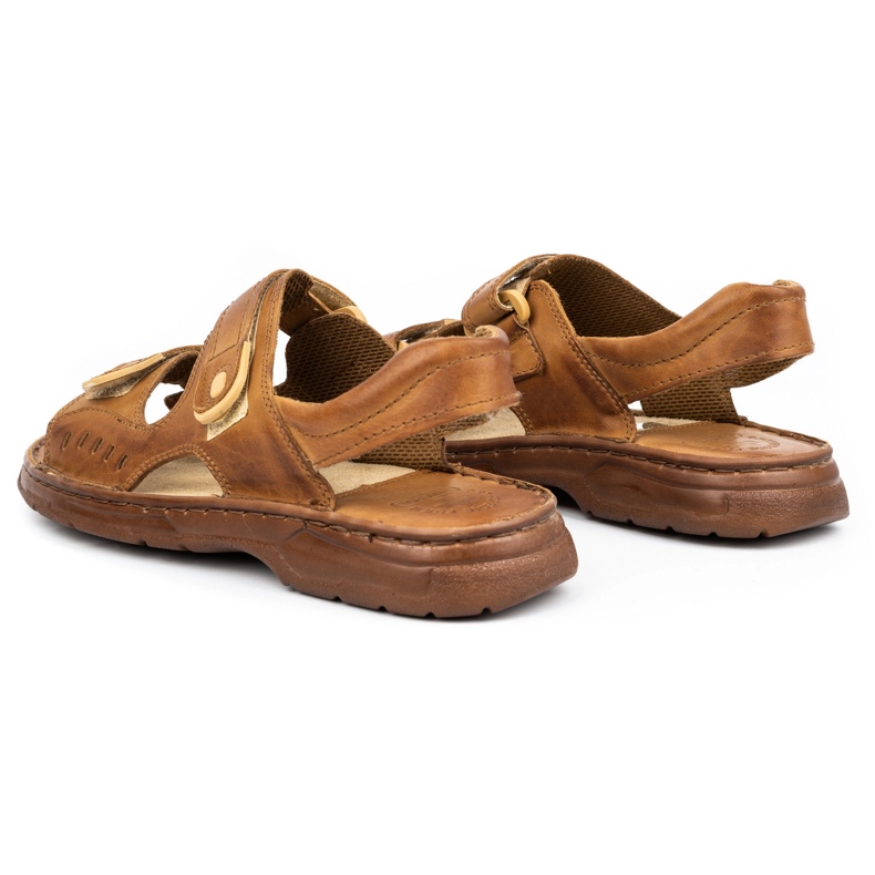 ŁUKPOL Muške kožne sandale na čičak 812 smeđe smeđa 3