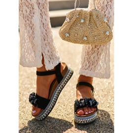 S.Barski Ženske sandale na klinu i platformi s ukrasima S. Barski HY056 Black crno 2