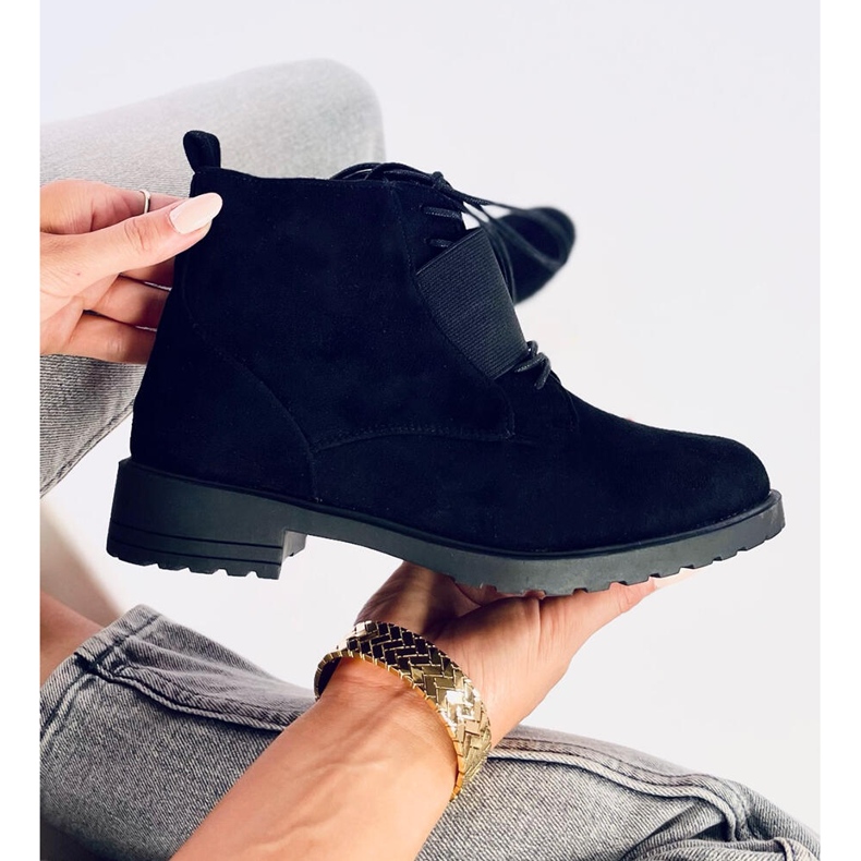 Čizme na vezanje Anja Black crna 1