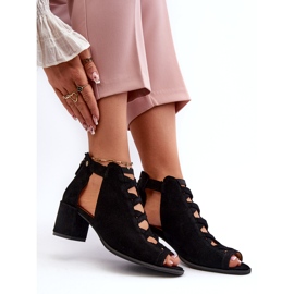 Ženske sandale na visoku petu od brušene kože Maciejka 06456-01 crne crna 7