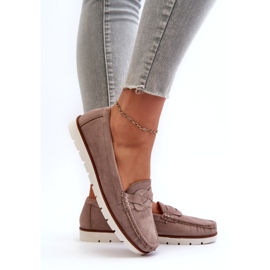 Ženske eko antilop mokasine, tamno bež Nestalia 7