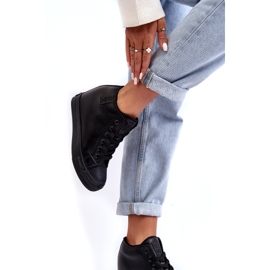 Ženske kožne tenisice na wedge Big Star MM274001 crne crna 2