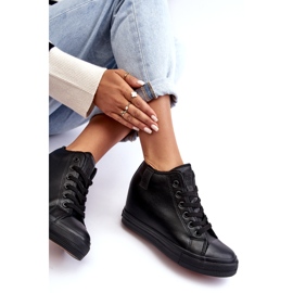 Ženske kožne tenisice na wedge Big Star MM274001 crne crna 5