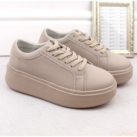 Ženske kožne cipele na platformu, tamno bež, Sergio Leone SP024 1