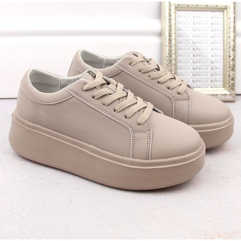 Ženske kožne cipele na platformu, tamno bež, Sergio Leone SP024 1