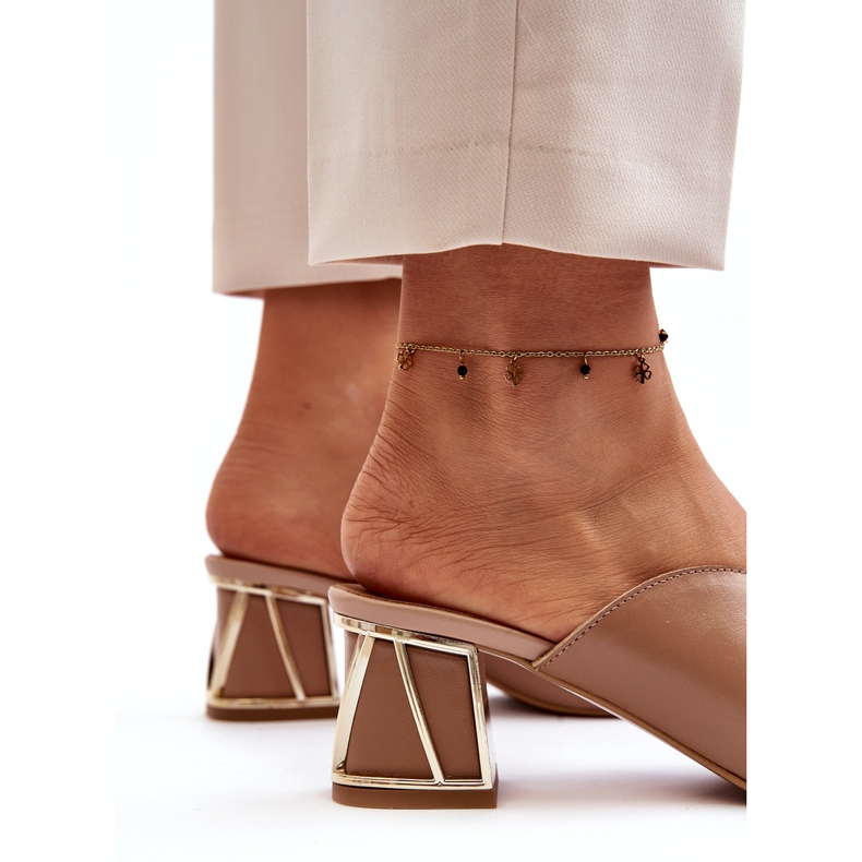 Elegantne ženske japanke na visoku petu Laura Messi 2771 bež 1