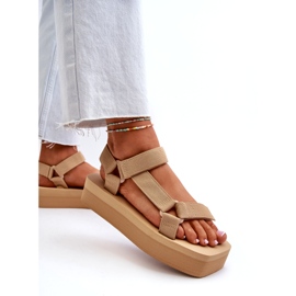 Ideal Shoes Ženske sandale s platformom, bež 2