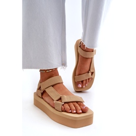 Ideal Shoes Ženske sandale s platformom, bež 1